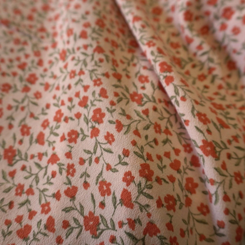 Blush Pink Ditsy Floral Tencel Crepe Fabric