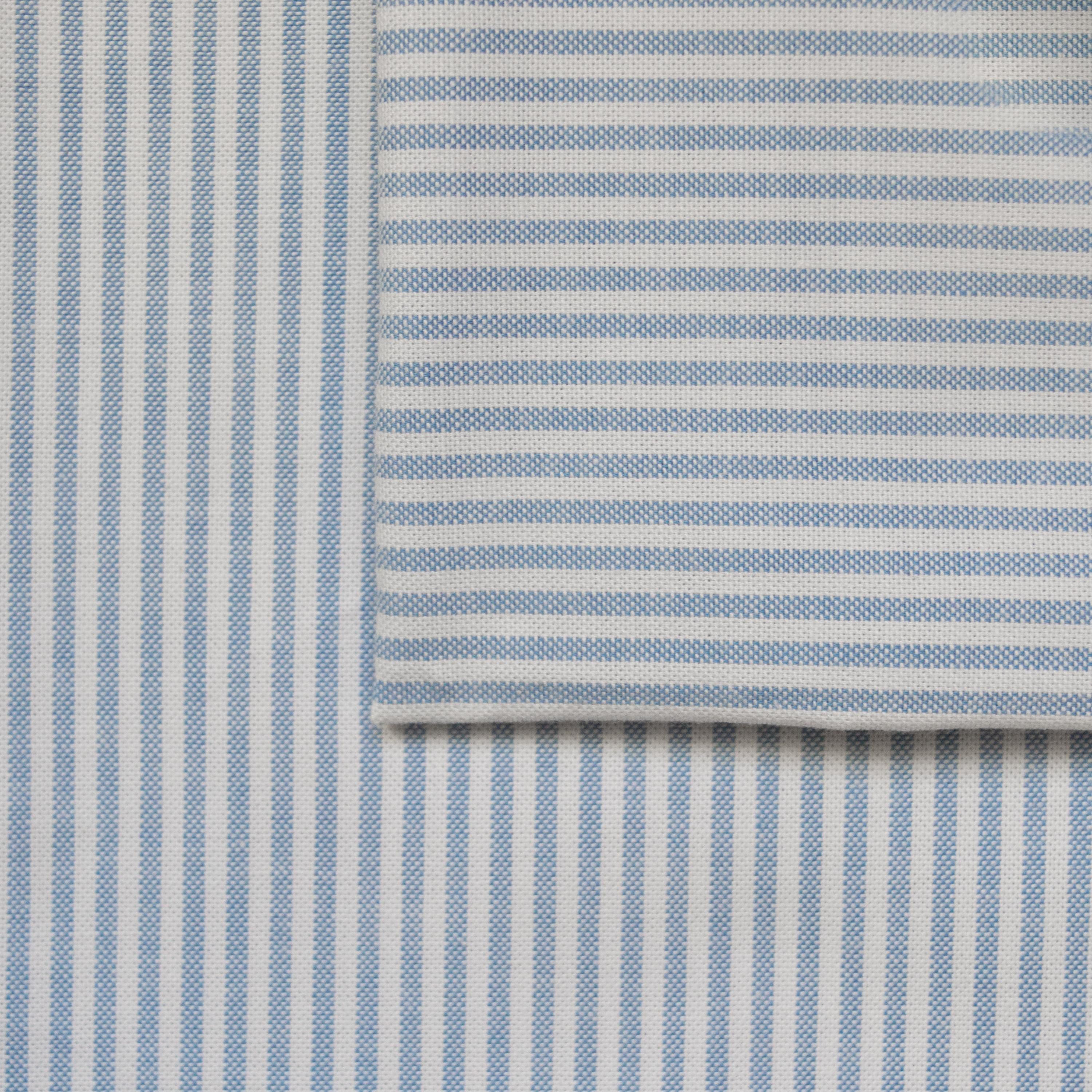 Organic Cotton Oxford with Stretch - Blue Stripe - indilisi