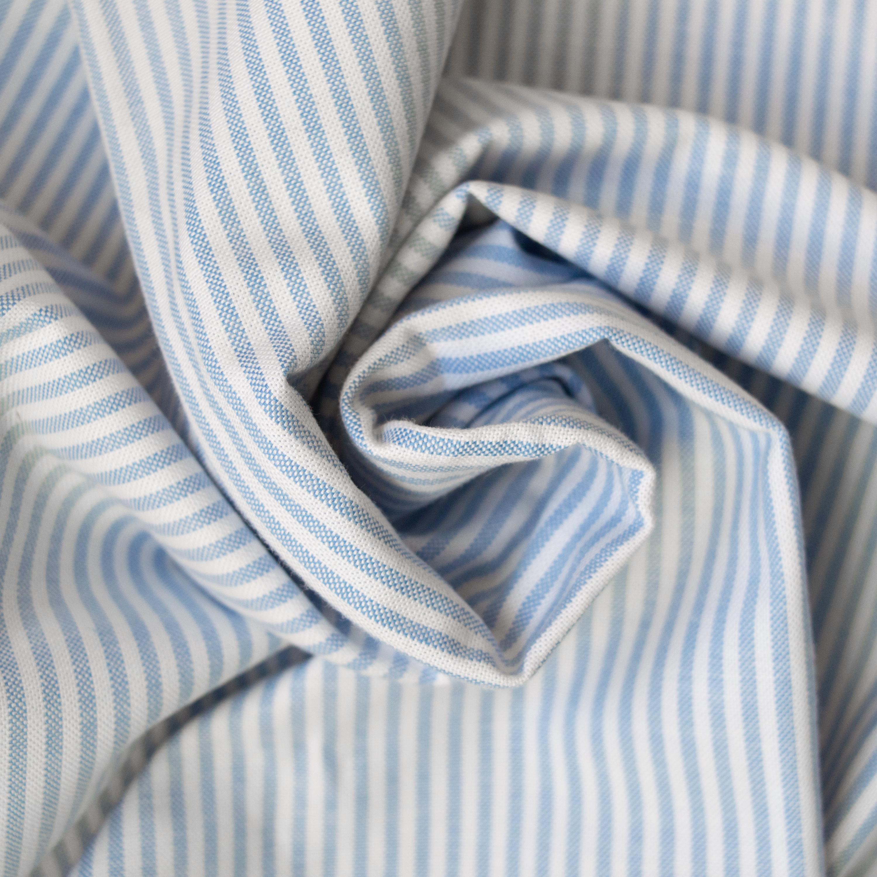 Organic Cotton Oxford with Stretch - Blue Stripe - indilisi