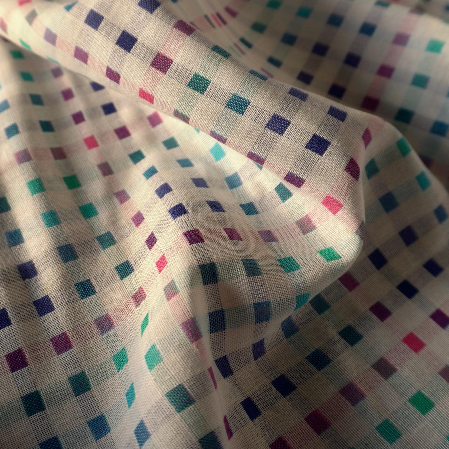 Yarn-Dyed Double Gauze Cotton – Berry, Teal & Plum Squares