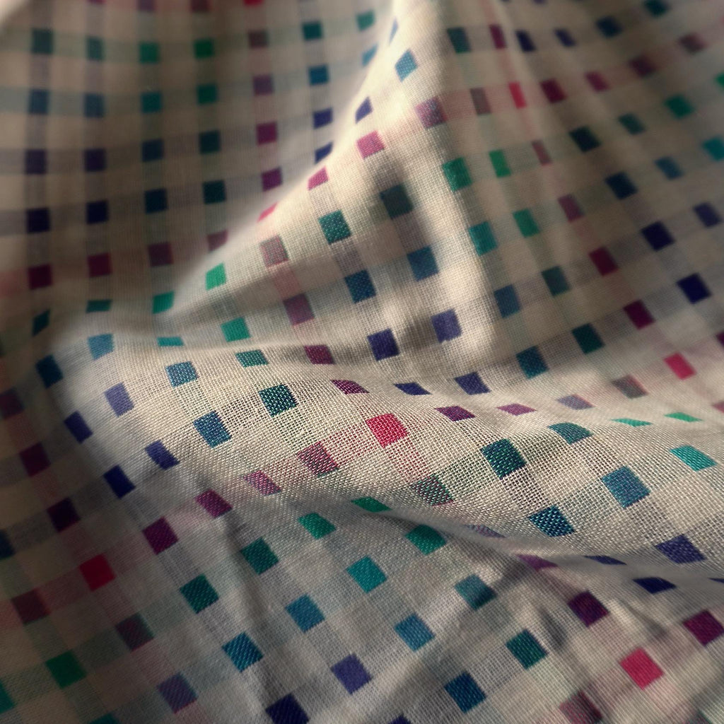 Yarn-Dyed Double Gauze Cotton – Berry, Teal & Plum Squares