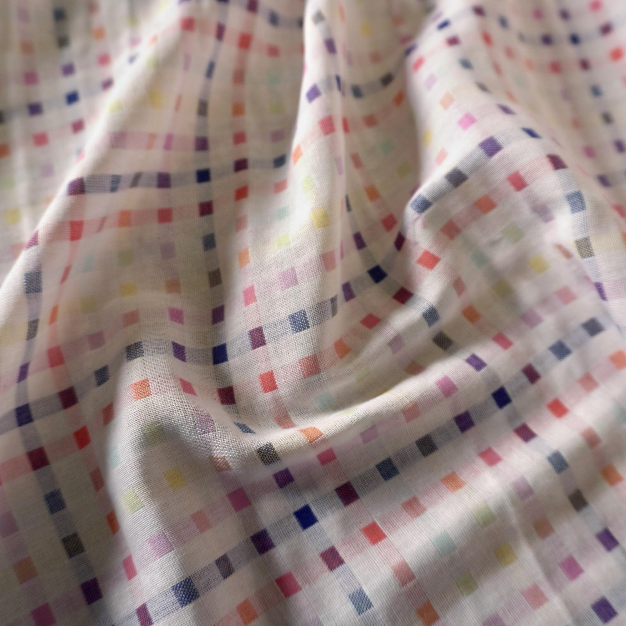 Yarn-Dyed Double Gauze Cotton – Pink Yellow Squares