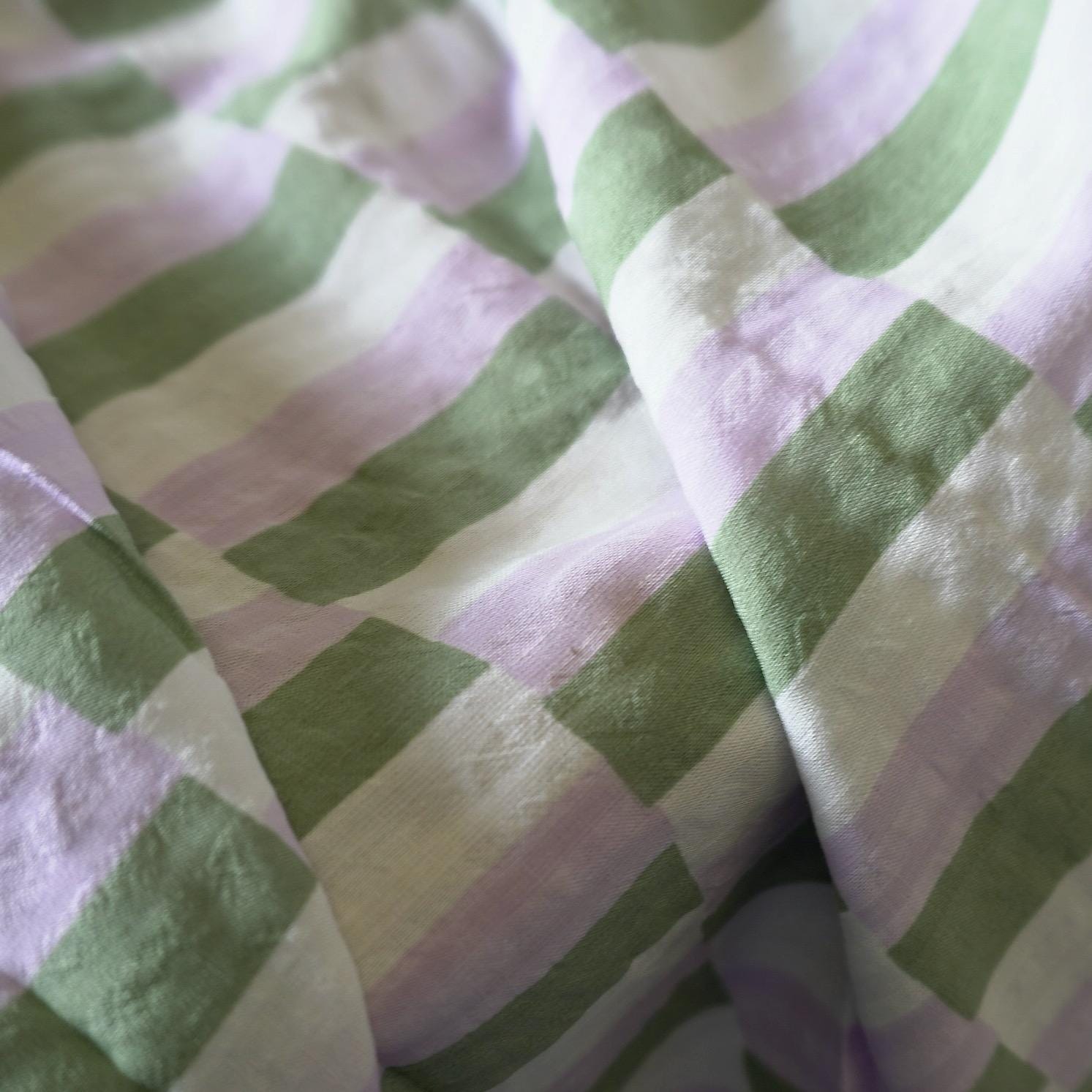 Sage & Lavender Stripe Seersucker – 100% Cotton, 140cm Wide
