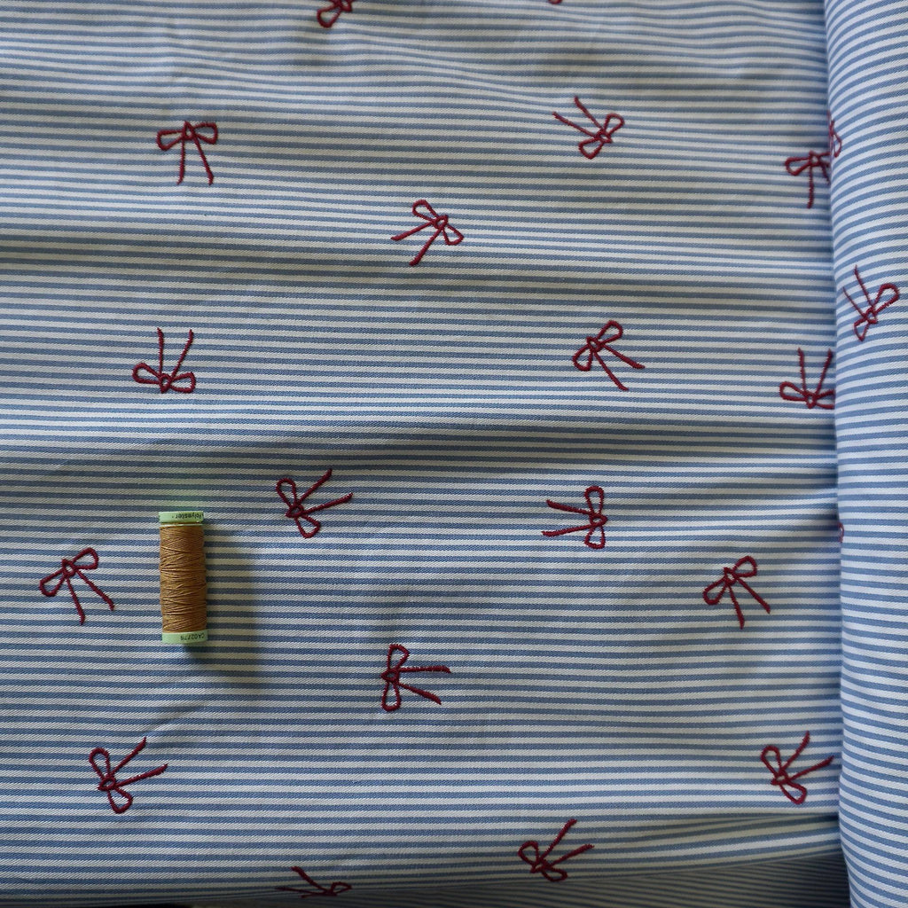 Valerie – Yarn dyed embroidery bows fabric