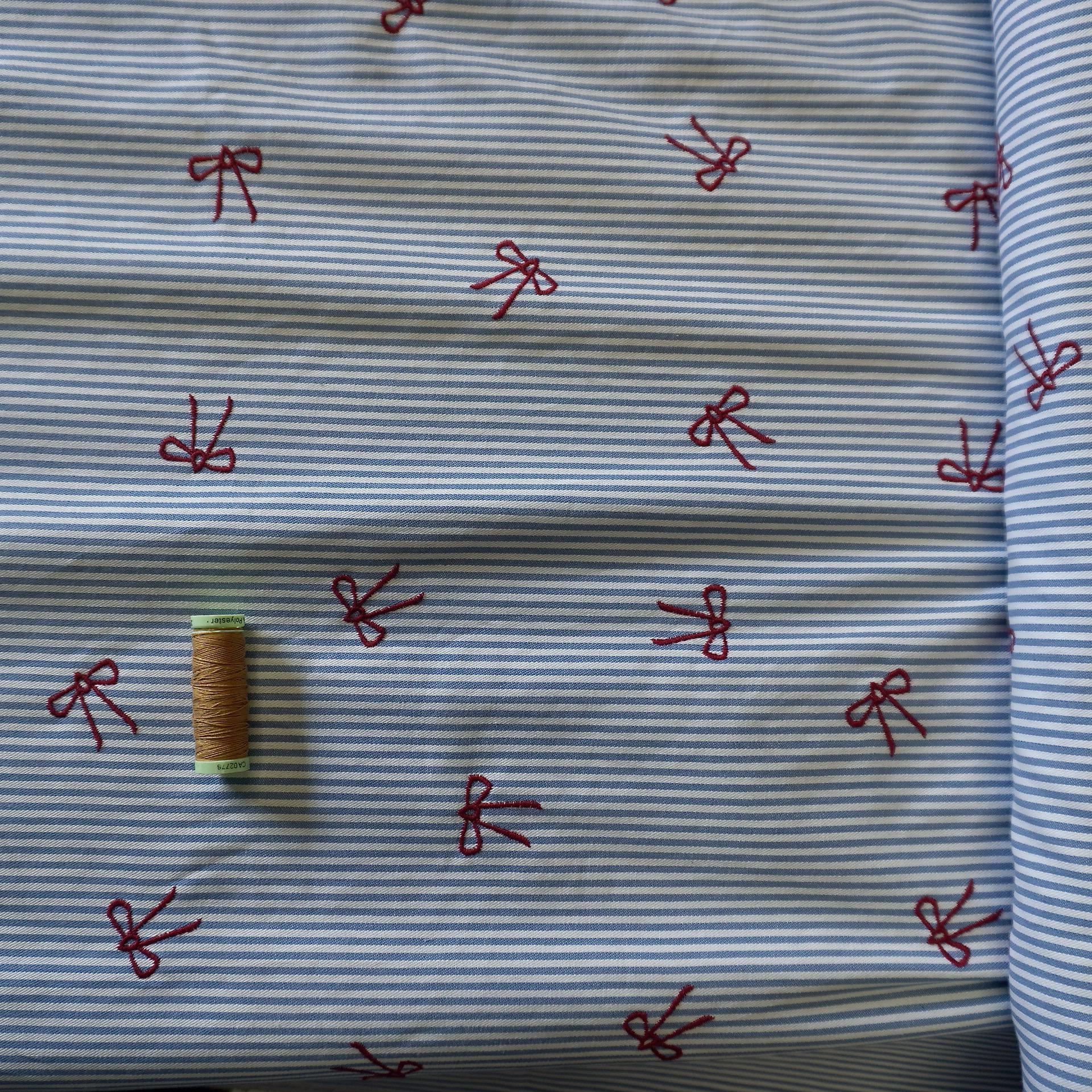 Valerie – Yarn dyed embroidery bows fabric