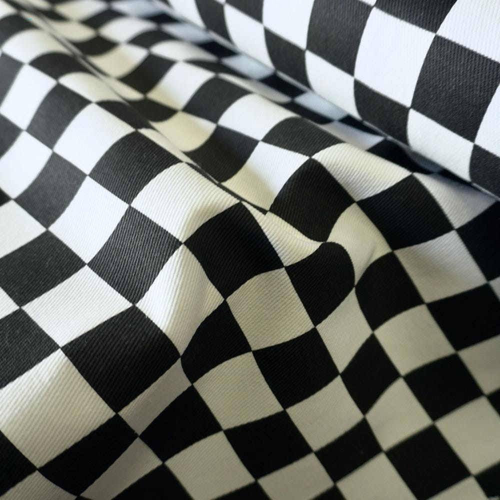 Cotton Canvas Checker board - Black and White