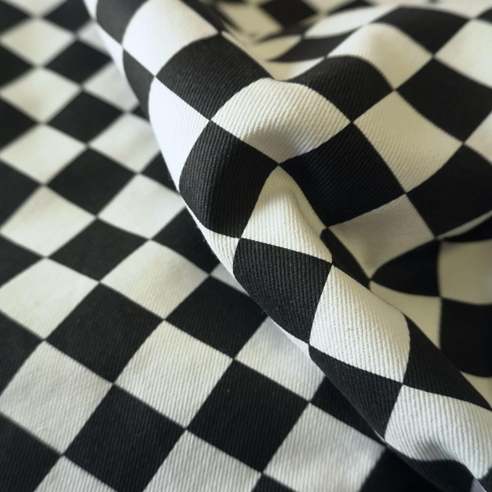 Cotton Canvas Checker board - Black and White