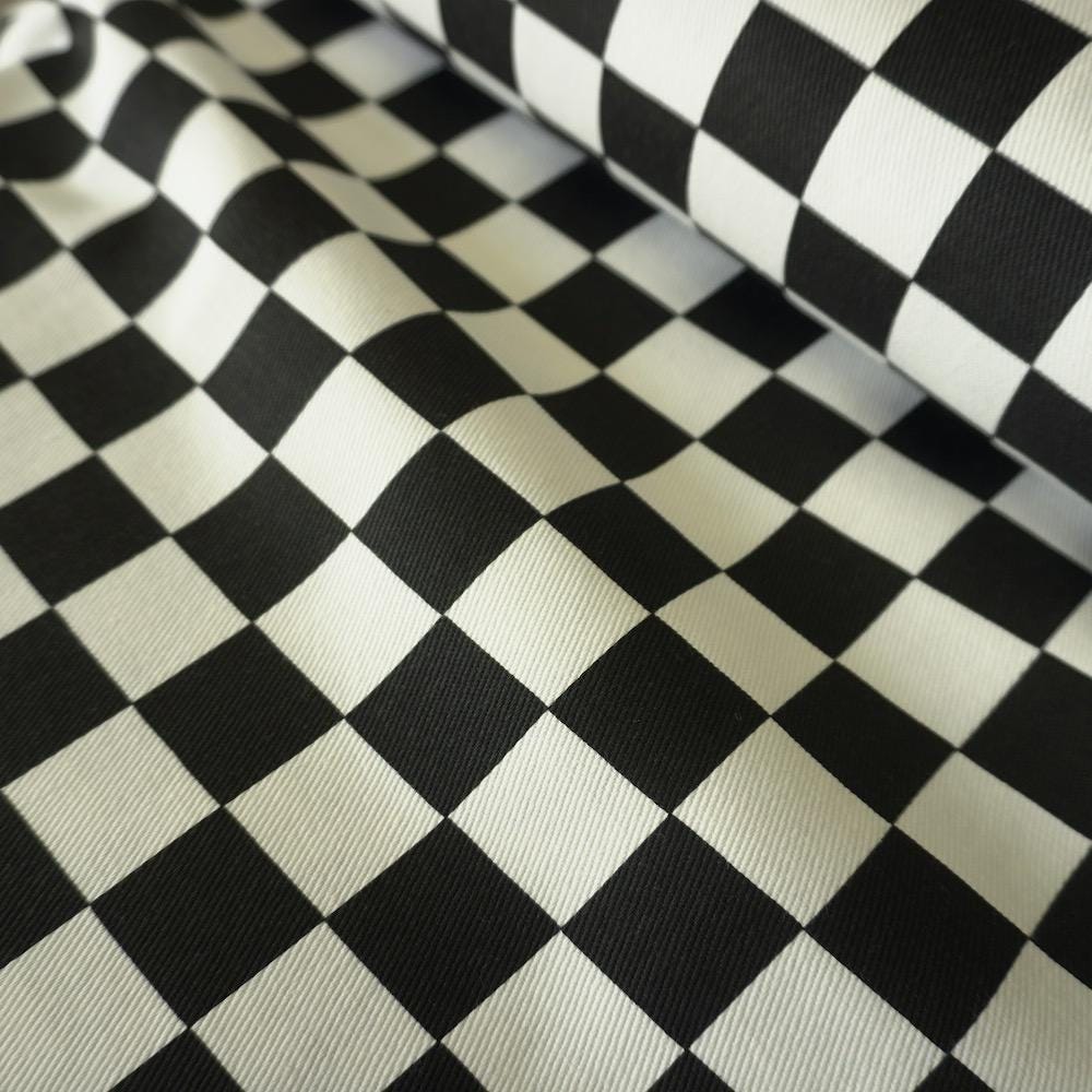 Cotton Canvas Checker board - Black and White