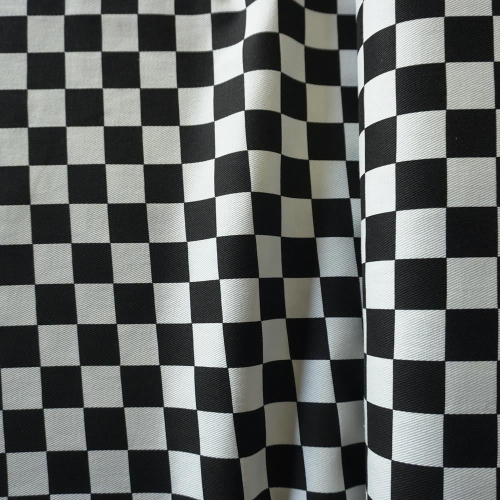 Cotton Canvas Checker board - Black and White