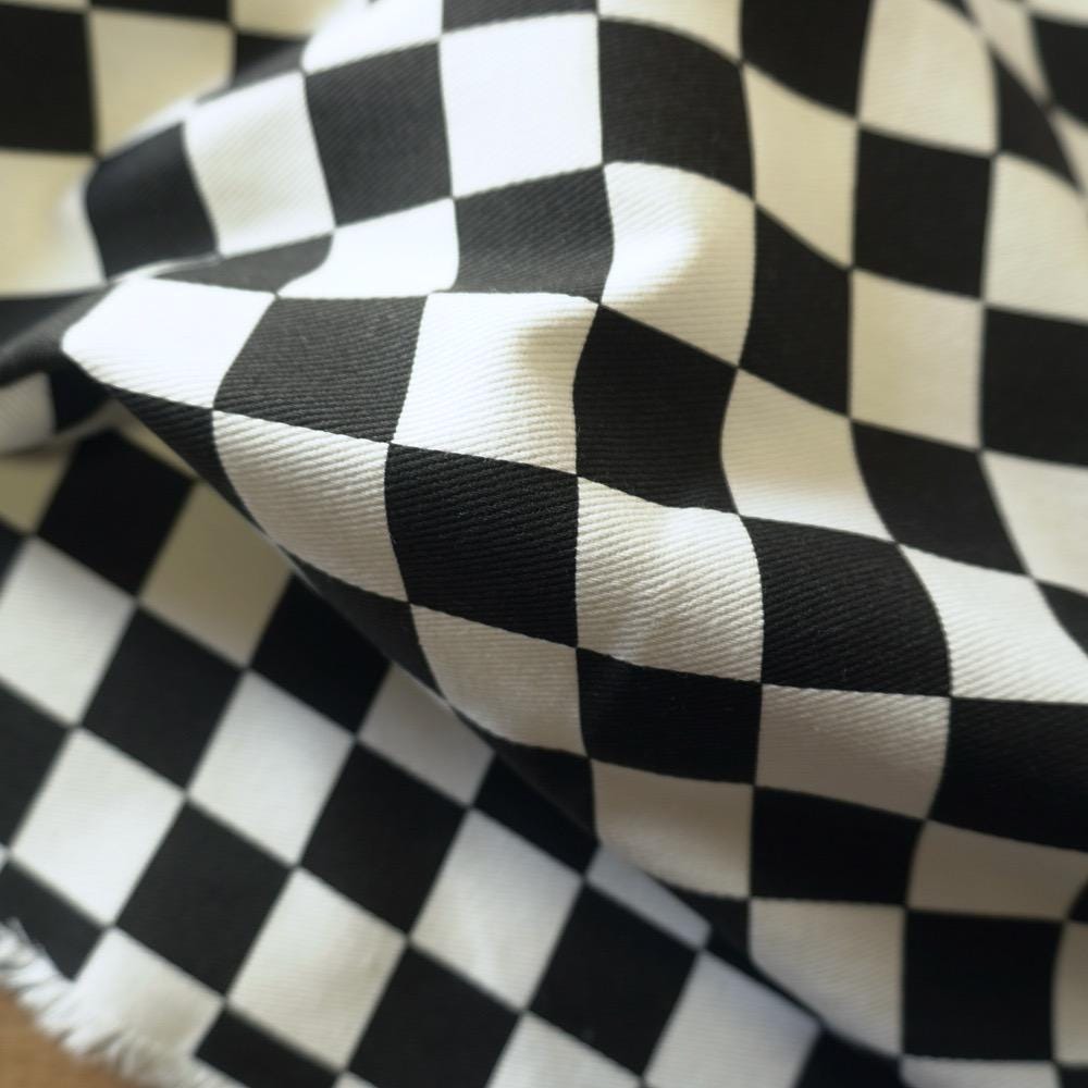 Cotton Canvas Checker board - Black and White