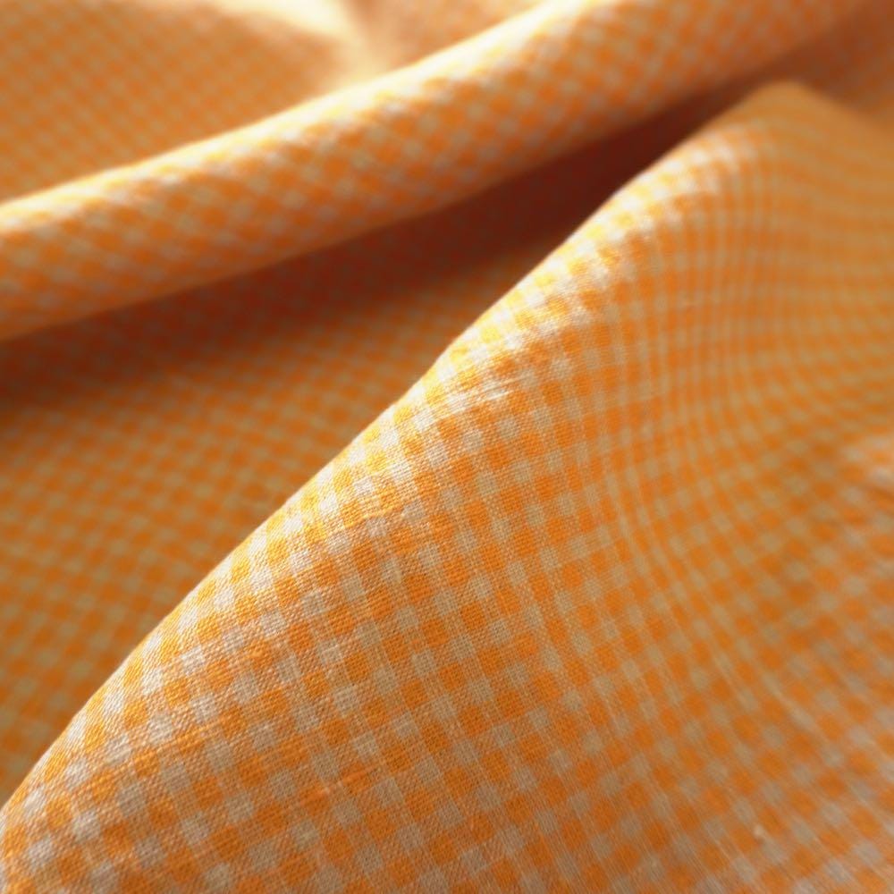 Washed Yarn dyed Linen gingham - Orange