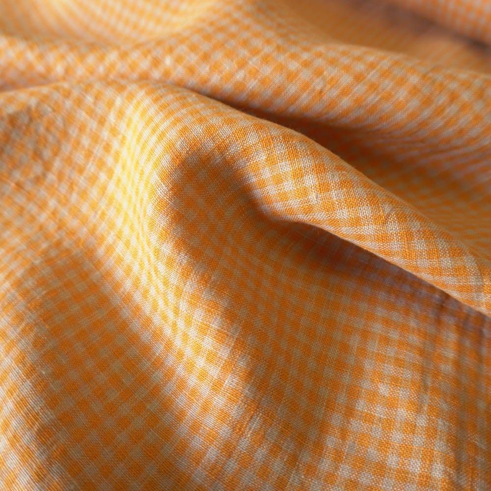 Washed Yarn dyed Linen gingham - Orange
