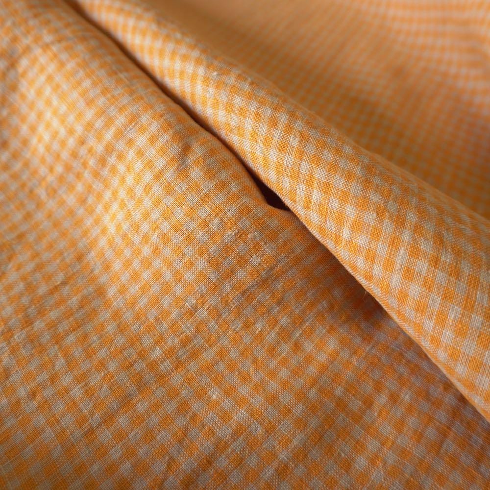 Washed Yarn dyed Linen gingham - Orange
