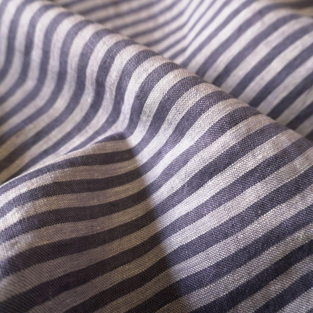 Washed Yarn dyed Linen Stripe - Navy