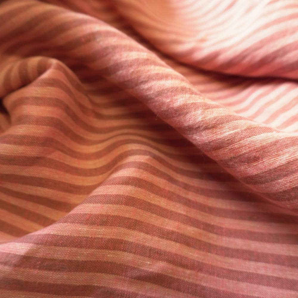Washed Yarn dyed Linen Stripe - Pink