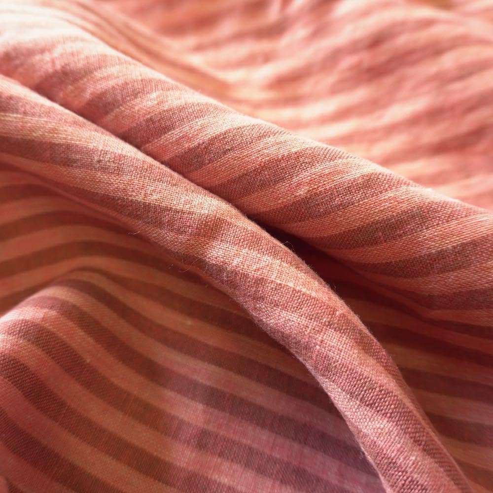 Washed Yarn dyed Linen Stripe - Pink