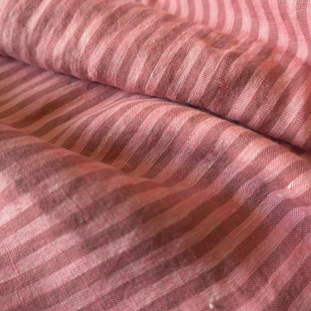 Washed Yarn dyed Linen Stripe - Pink