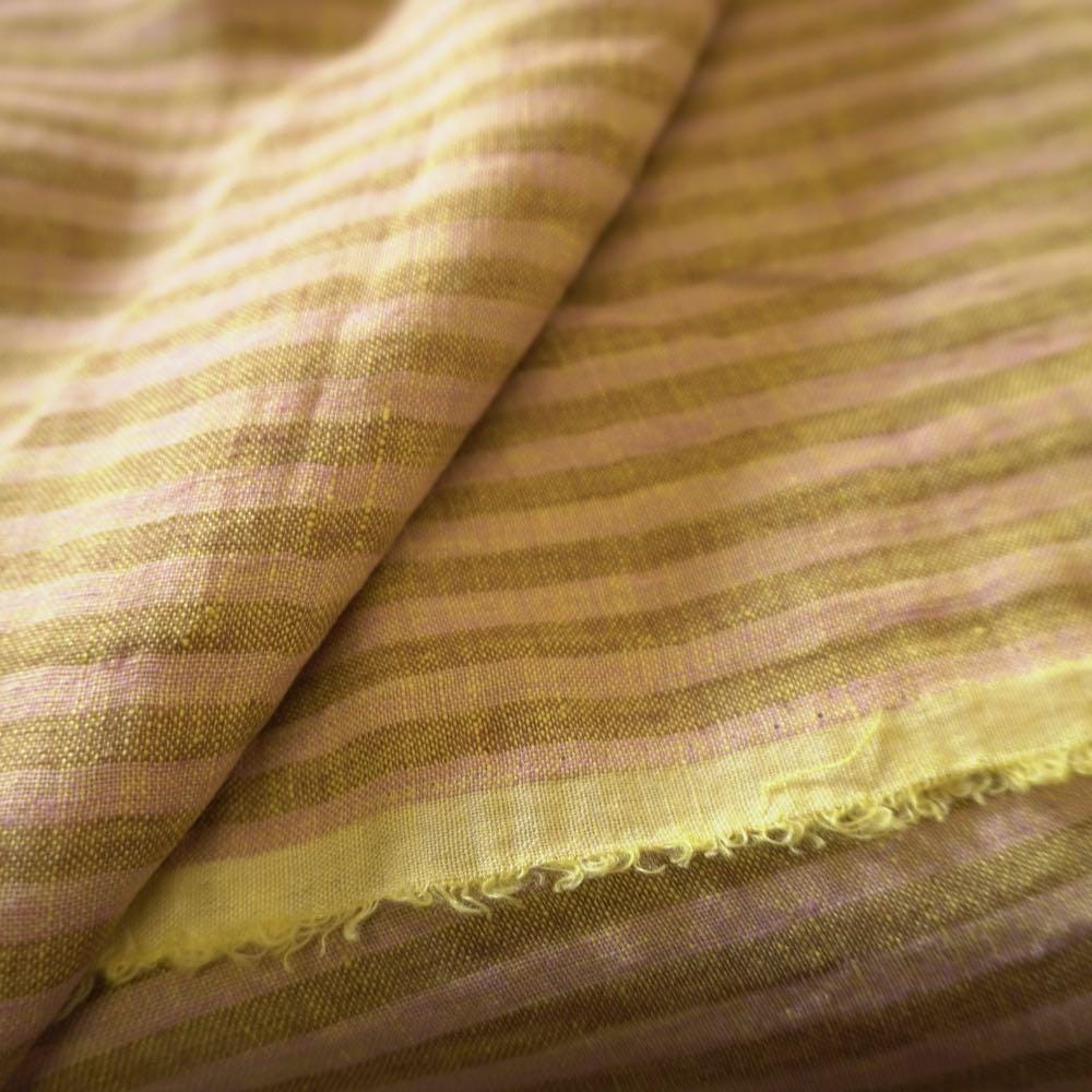 Washed Yarn dyed Linen Stripe - Pistachio