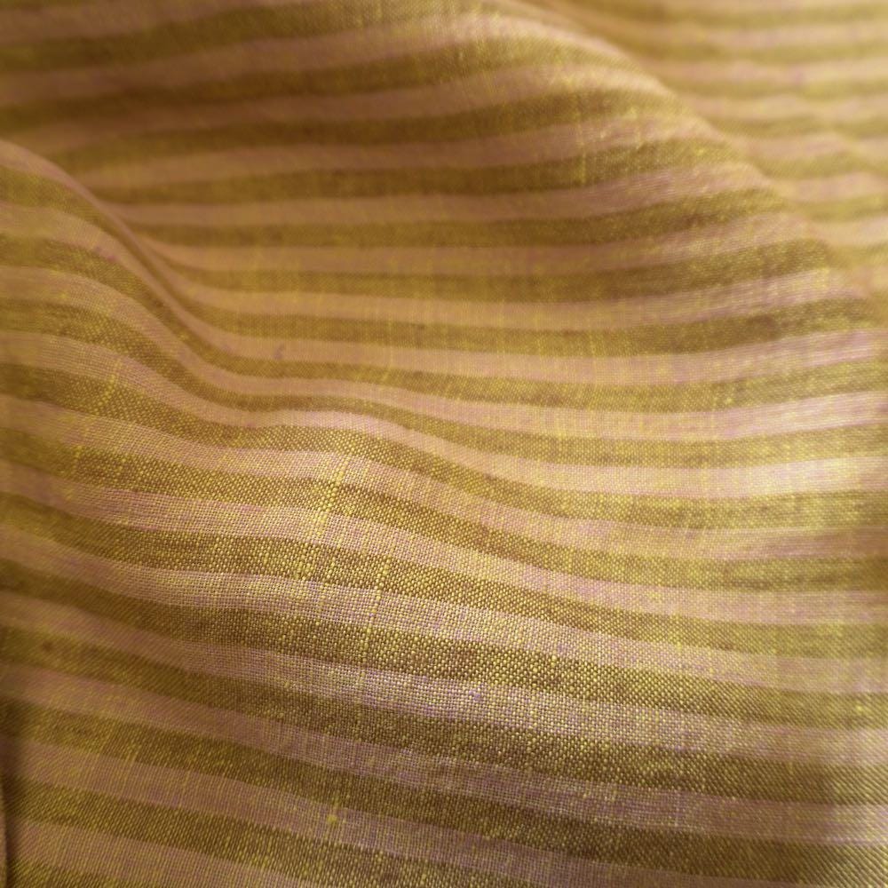 Washed Yarn dyed Linen Stripe - Pistachio