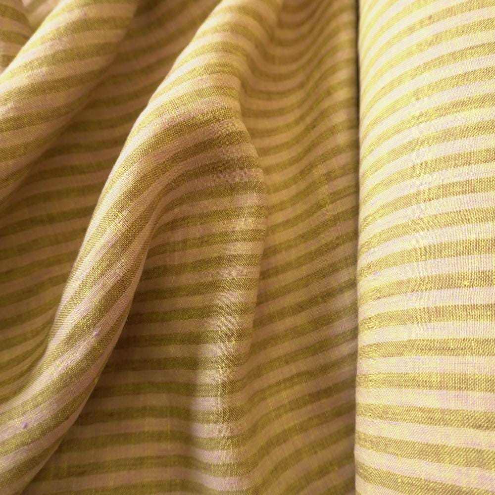 Washed Yarn dyed Linen Stripe - Pistachio