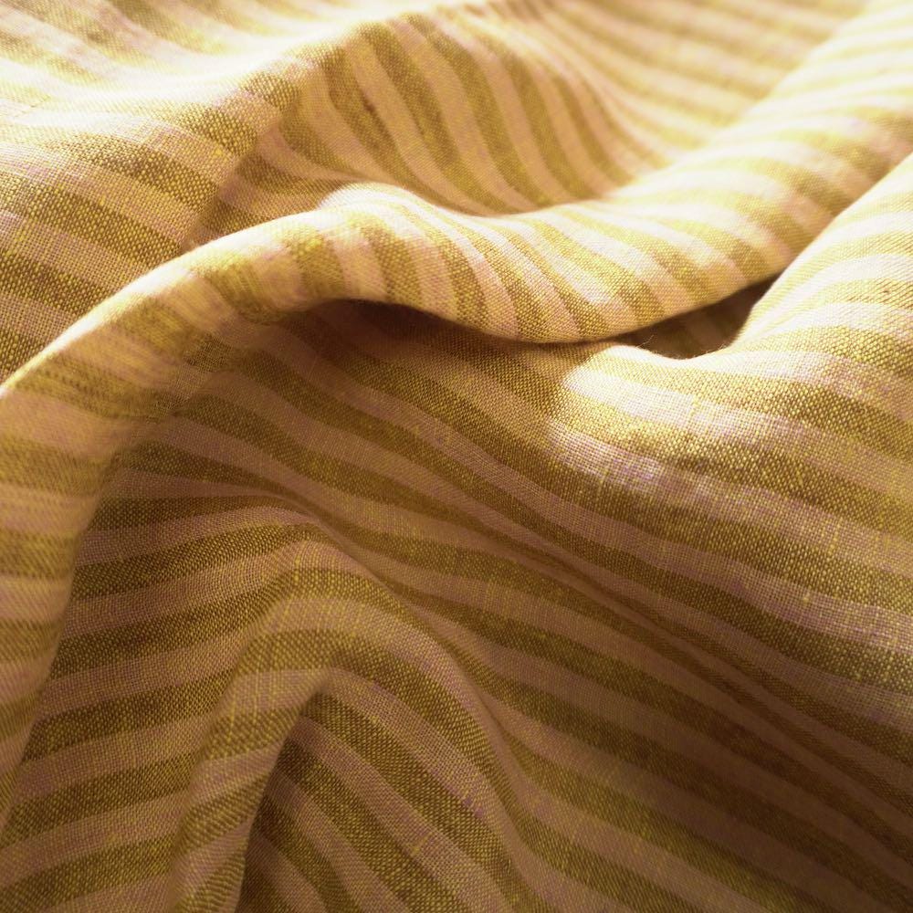 Washed Yarn dyed Linen Stripe - Pistachio