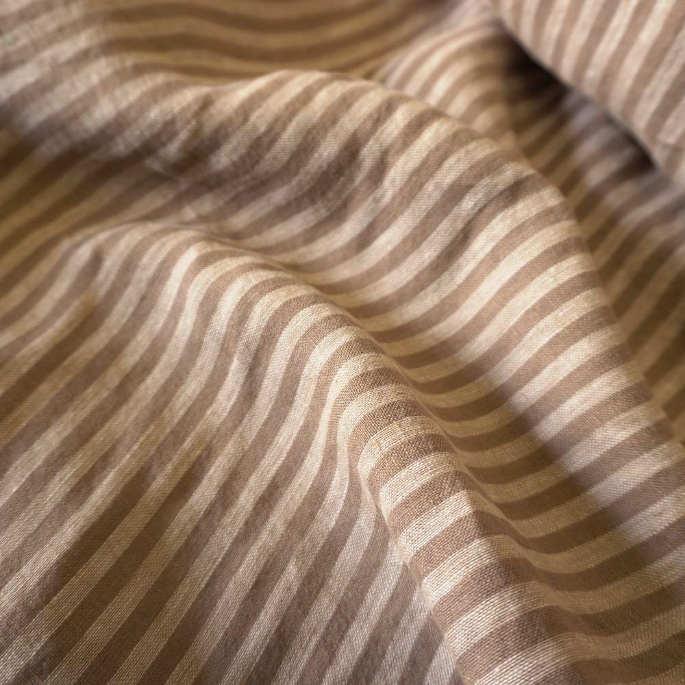 Washed Yarn dyed Linen Stripe - Beige