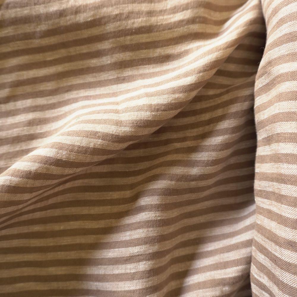 Washed Yarn dyed Linen Stripe - Beige