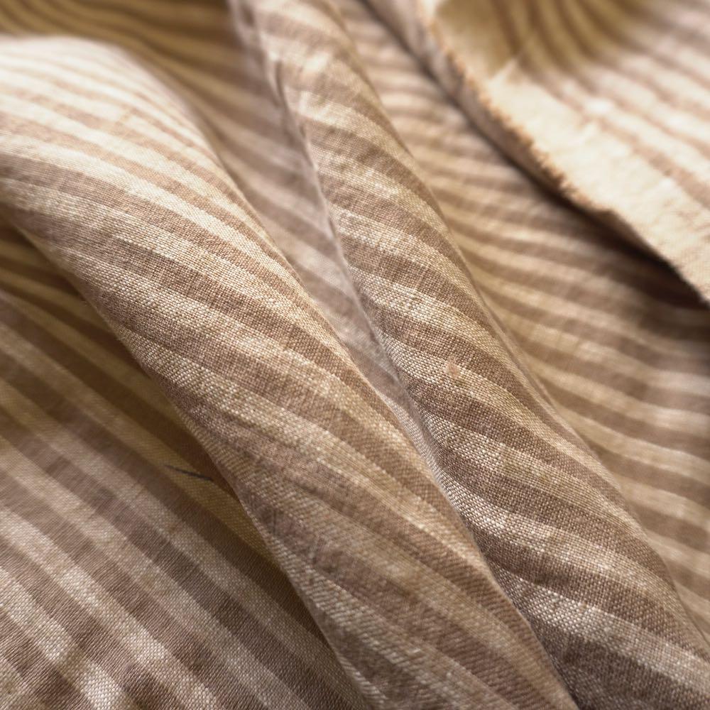 Washed Yarn dyed Linen Stripe - Beige