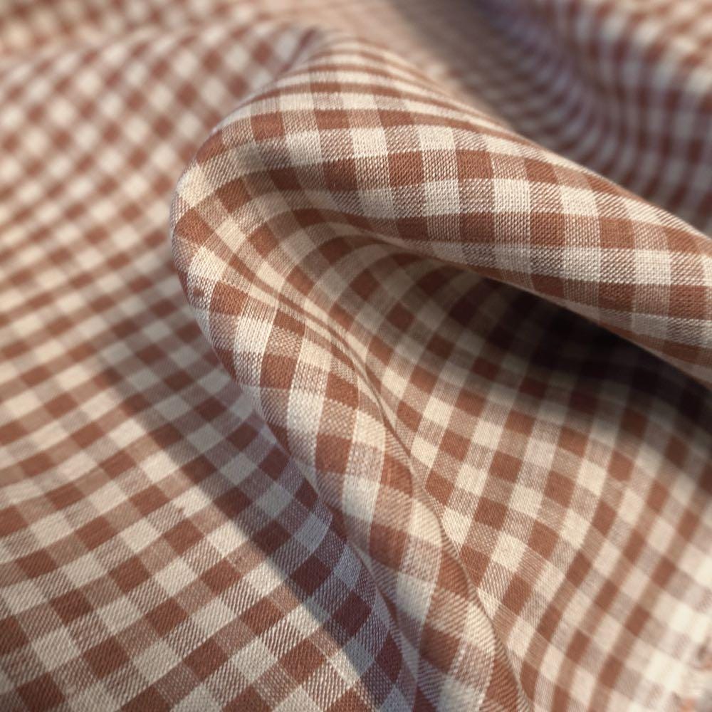 Yarn dyed Linen gingham - Brown