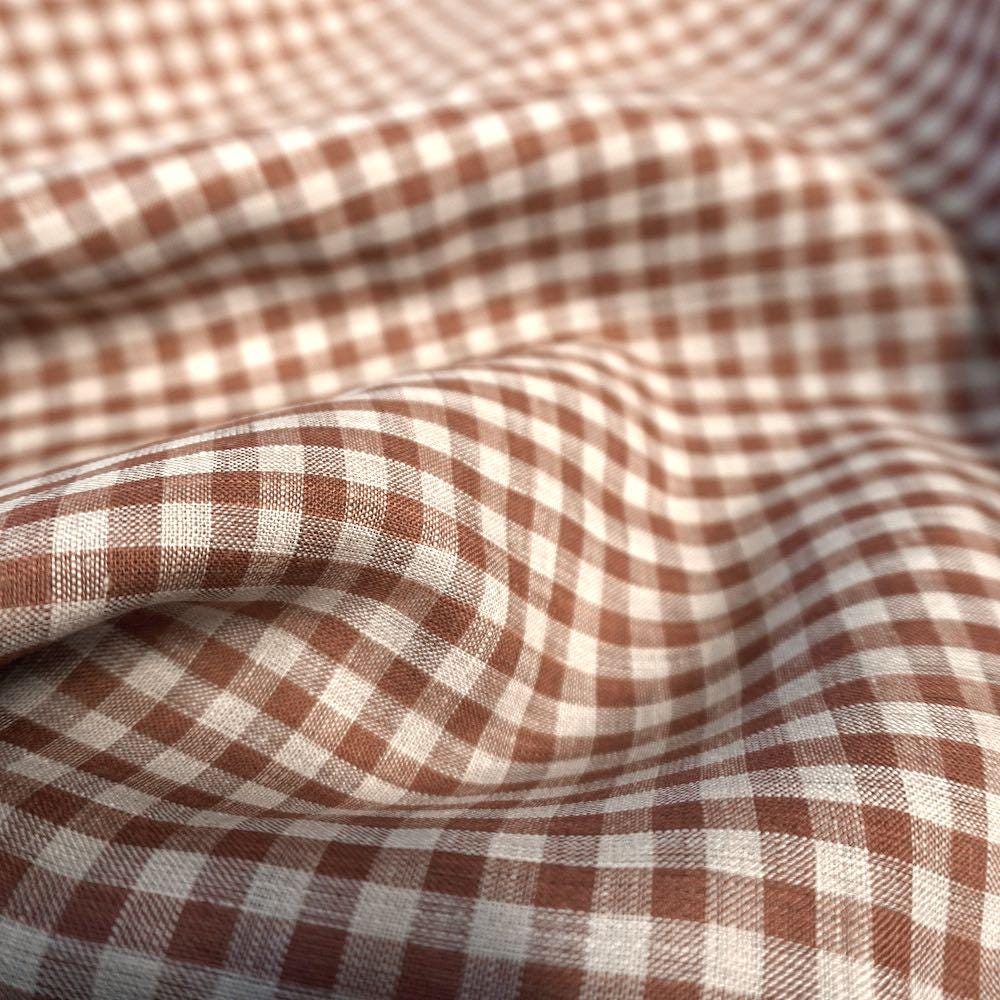 Yarn dyed Linen gingham - Brown