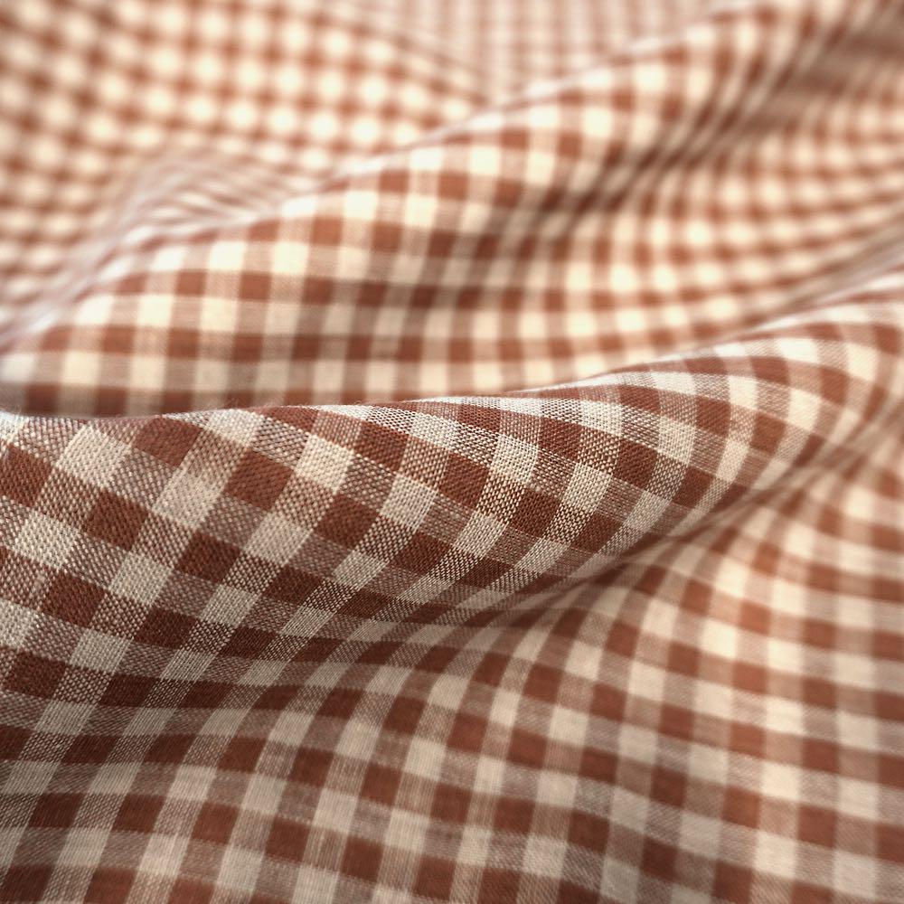 Yarn dyed Linen gingham - Brown