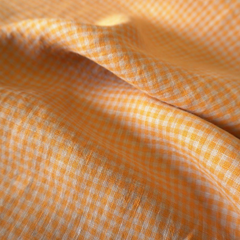 Washed Yarn dyed Linen gingham - Orange