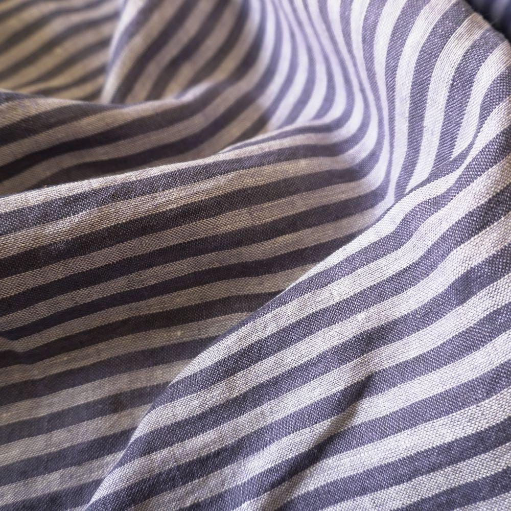 Washed Yarn dyed Linen Stripe - Navy