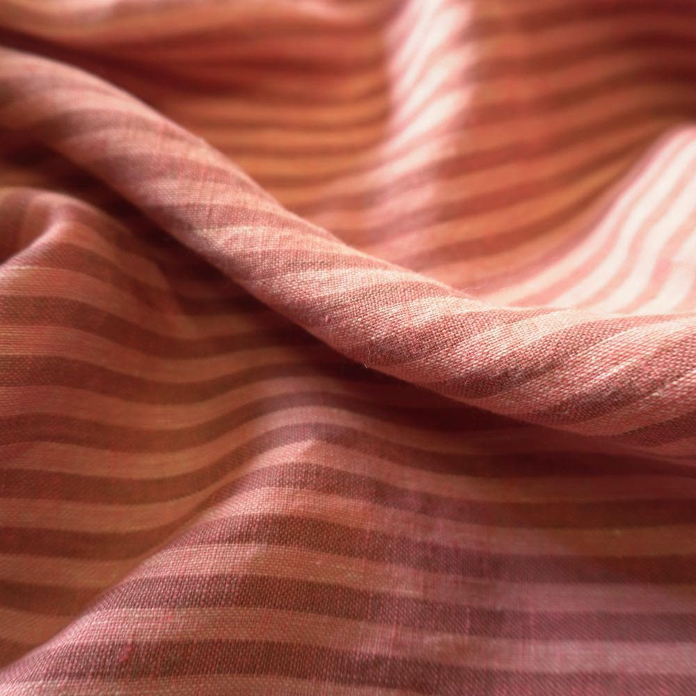Washed Yarn dyed Linen Stripe - Pink