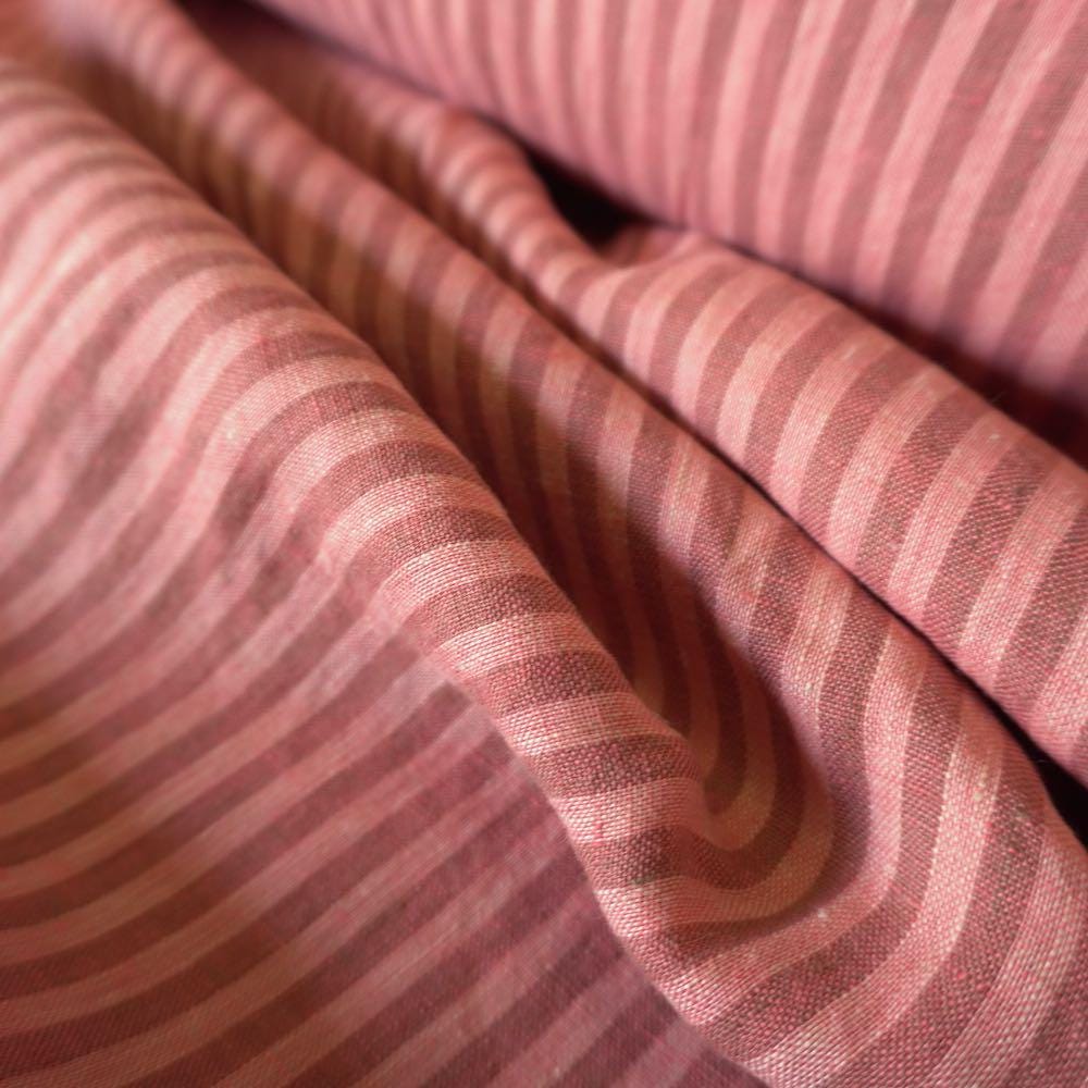 Washed Yarn dyed Linen Stripe - Pink