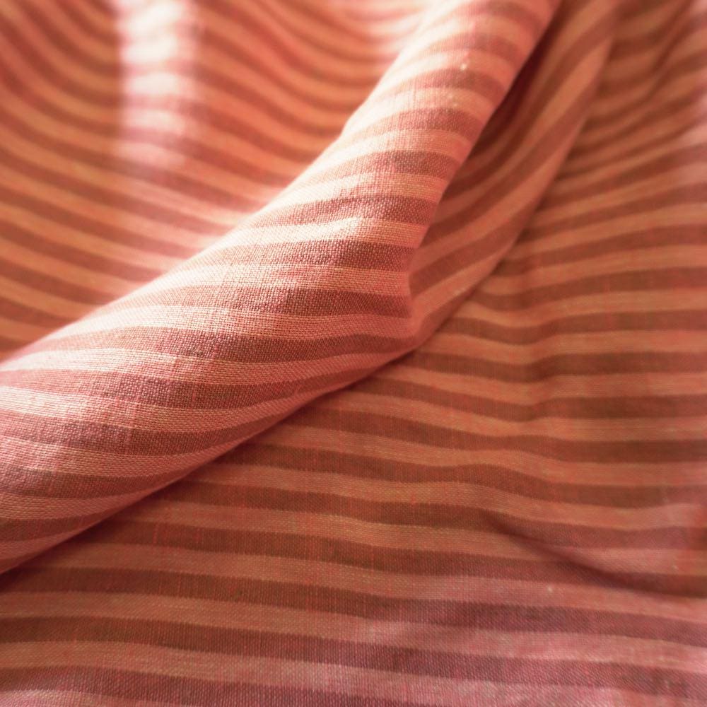Washed Yarn dyed Linen Stripe - Pink