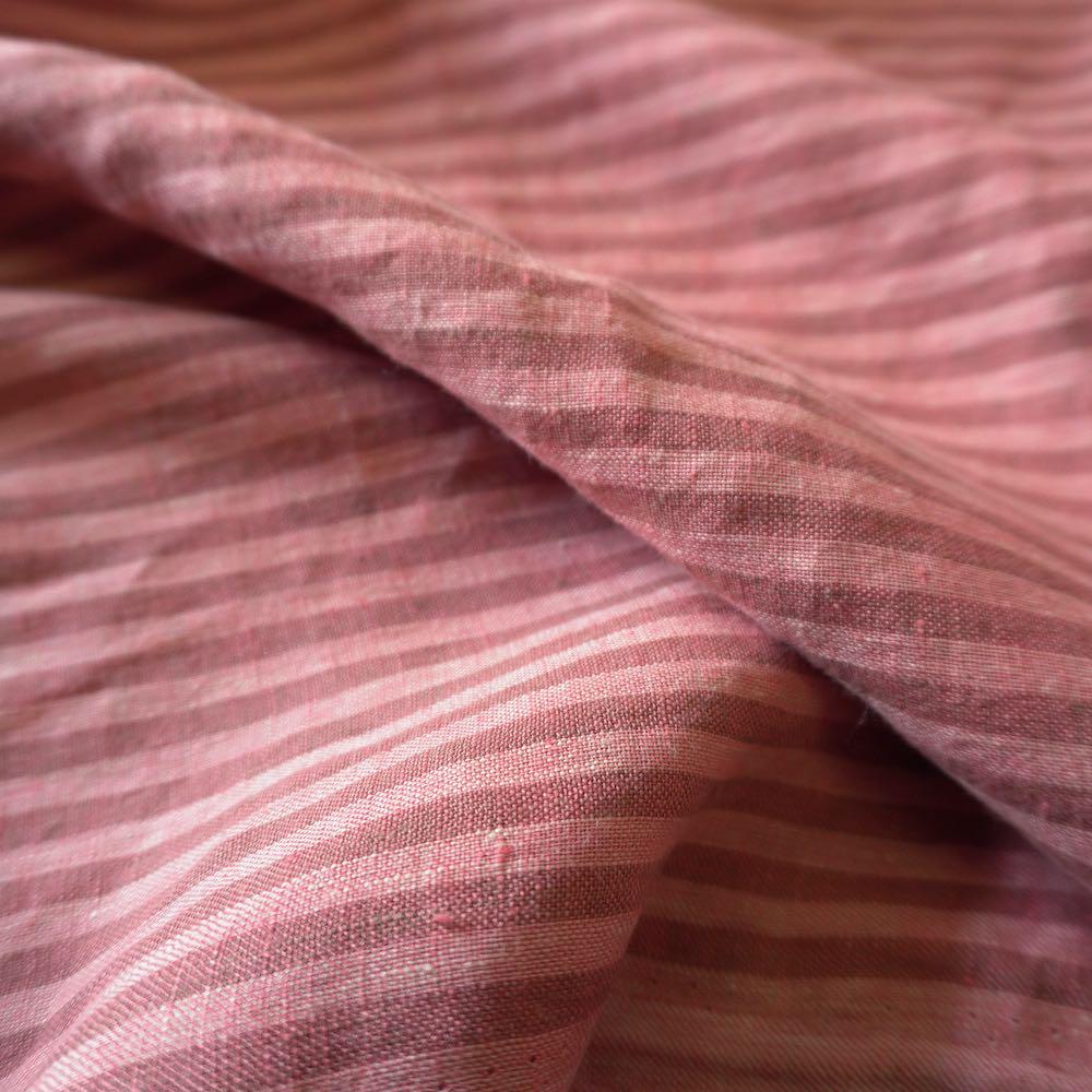 Washed Yarn dyed Linen Stripe - Pink