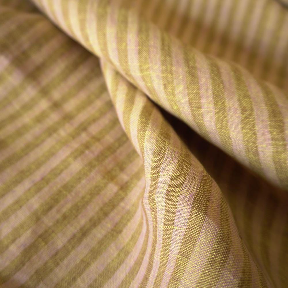 Washed Yarn dyed Linen Stripe - Pistachio
