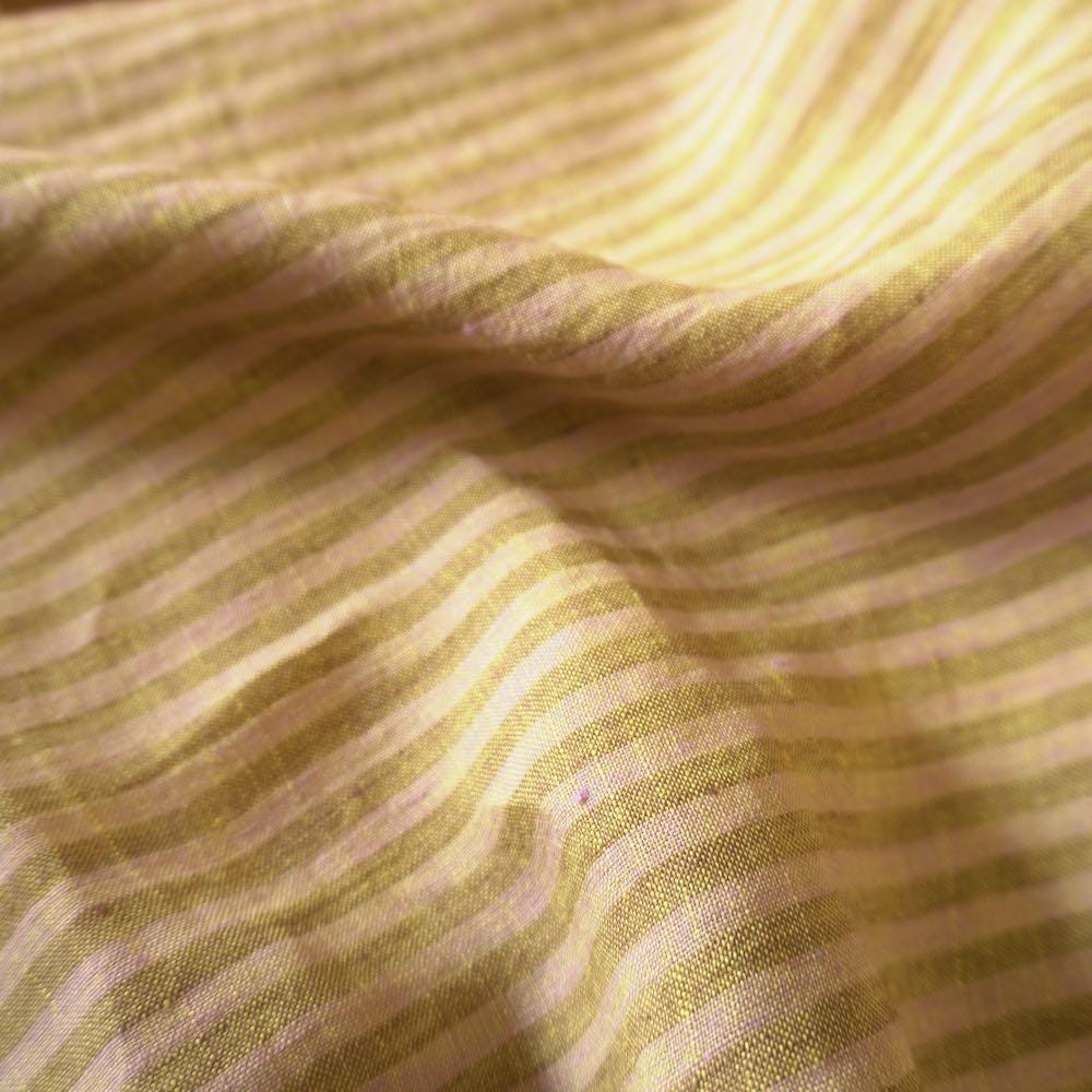 Washed Yarn dyed Linen Stripe - Pistachio