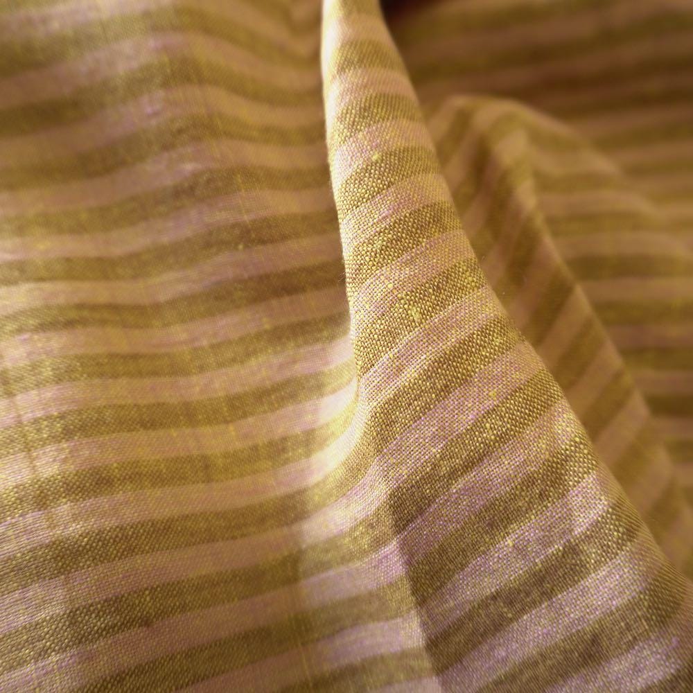 Washed Yarn dyed Linen Stripe - Pistachio