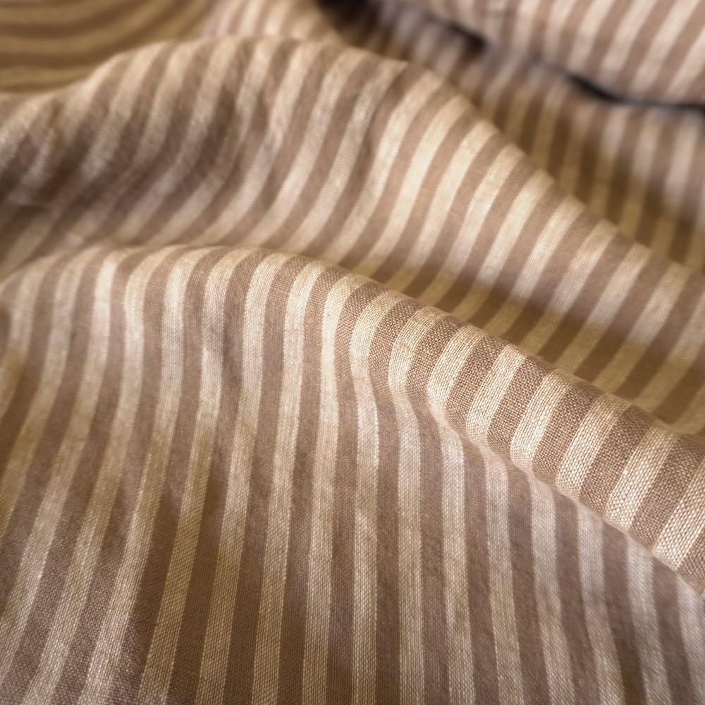 Washed Yarn dyed Linen Stripe - Beige