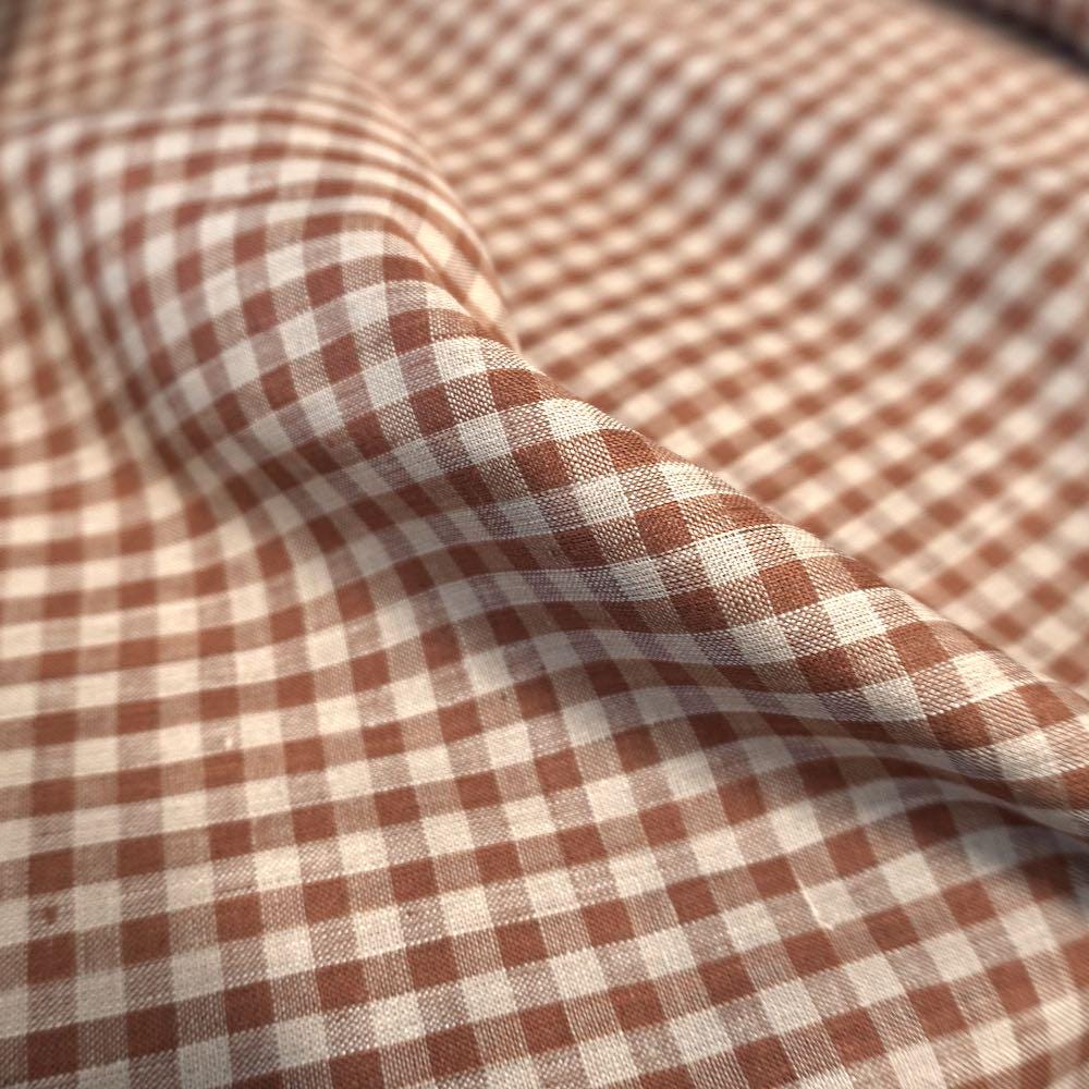 Yarn dyed Linen gingham - Brown