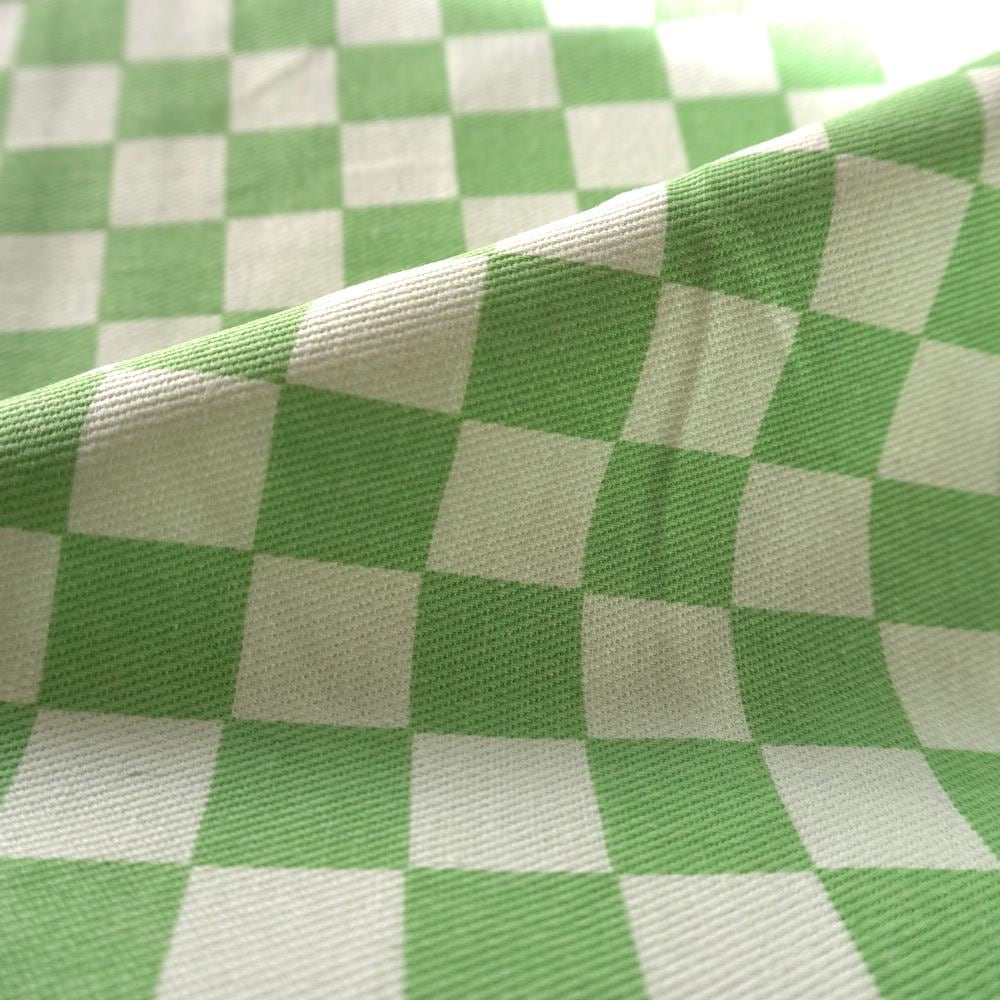 Cotton Canvas Checker board - Lime Green
