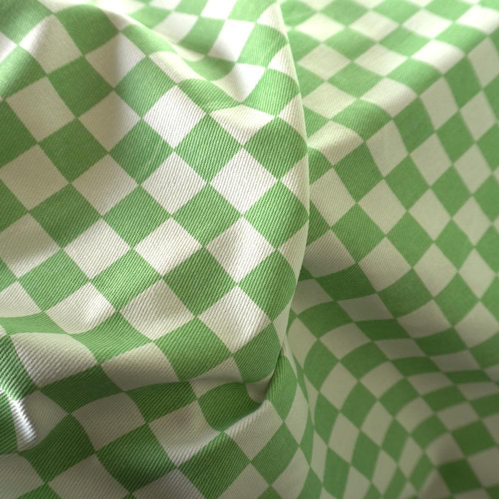 Cotton Canvas Checker board - Lime Green