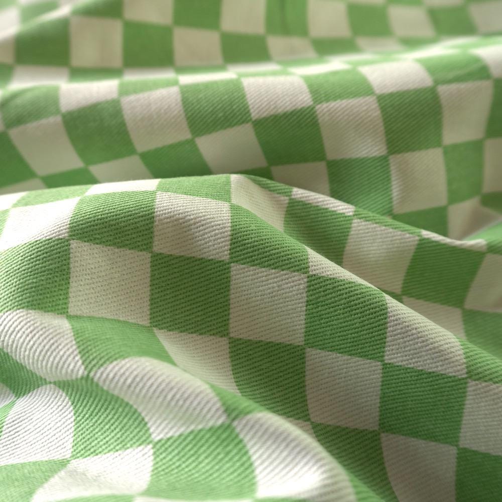 Cotton Canvas Checker board - Lime Green