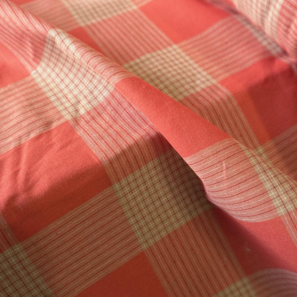 Terracotta & Cream Cotton-Linen Check