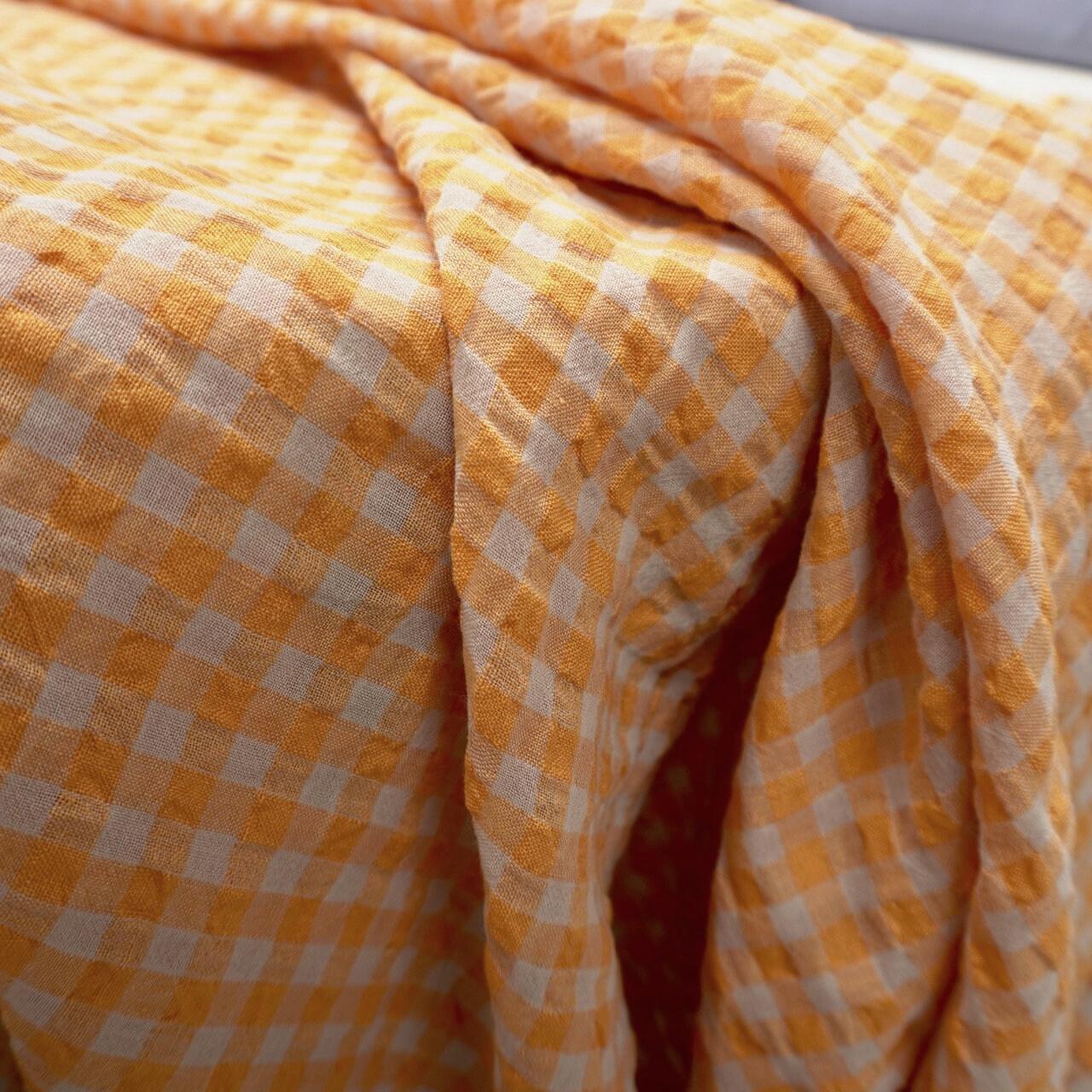 Yarn dyed Linen crinkled gingham – Orange