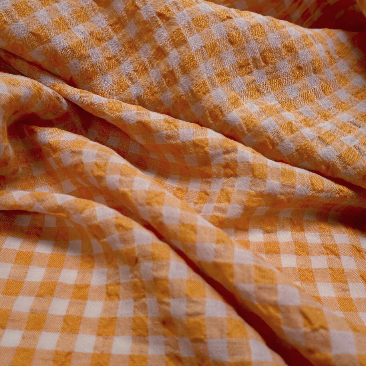 Yarn dyed Linen crinkled gingham – Orange