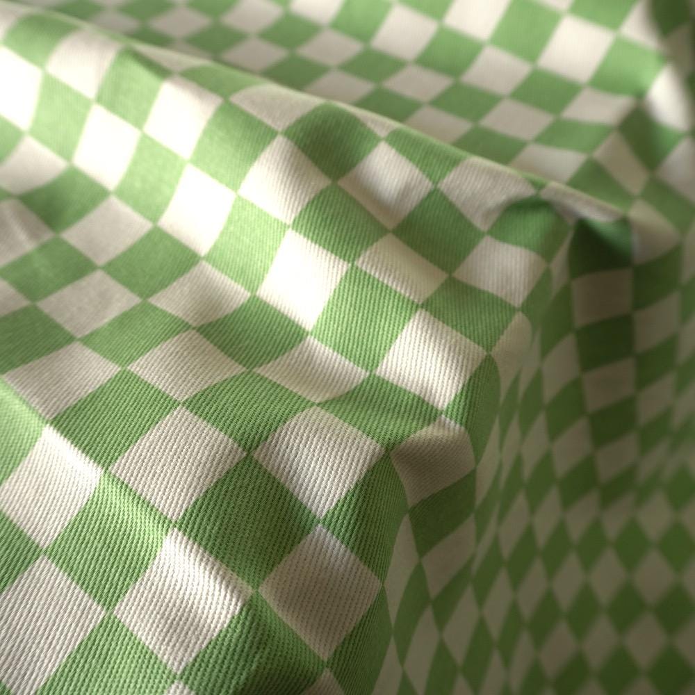 Cotton Canvas Checker board - Lime Green