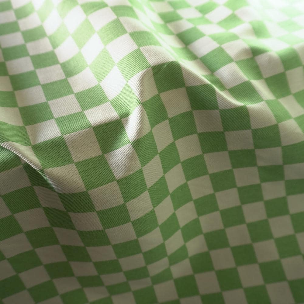 Cotton Canvas Checker board - Lime Green